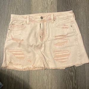 baby pink jean skirt